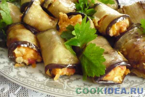 Рулеты из баклажан с морковкой